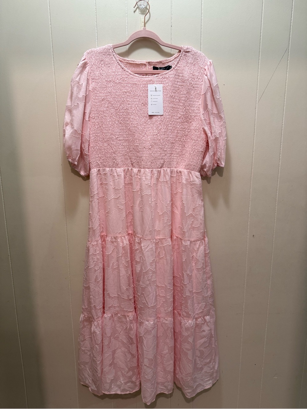 Woman’s Pink Textured Tiered Dress